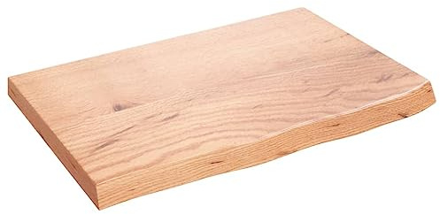 CIOURSTO Waschtischplatte aus Holz, Massive Eiche Material, Holzplatte Platte für Schränke oder Schreibtische, 2-6 cm Dicke, Naturkante (60 x 40 x 4 cm)