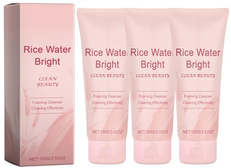 Rice Water Bright Facial Foaming Cleanser with Vitamin E - Hydrating Facial Wash for Dry & Sensitive Skin, Gentle Deeply Cleanses, Pore Purifying, Brightening & Exfoliating, Travel Size (3)