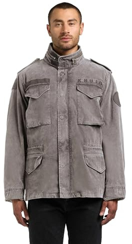 khujo Herren leichte Übergangsjacke kurzer Parka mit Stehkragen und markanten Taschen Gene S-XXL