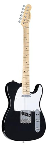 J&D TL Black E-Gitarre, T-Style, Erlekorpus, Ahornhals, 22 Medium Bünde, Ceramic Single Coil Tonabnehmer, Chrom-Hardware, Hochglanz Schwarz Finish