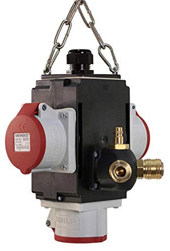 as - Schwabe MIXO Energiewürfel - Hängeverteiler - Stromverteiler - 1 CEE Steckdose (400V/32A/5-polig), 2 CEE Steckdosen (400V/16A/5-polig) - mit Druckluftanschluss - IP44 - Made in Germany, 60753