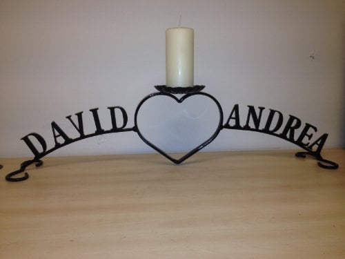 Wrought Iron Candle holder - Hand Made in Uk available with any name on this item