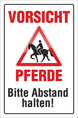 WERBEPUNKT. Schild Vorsicht Pferde, 3 mm Alu-Verbund 600 x 400 mm