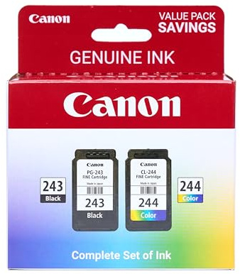 Canon PG-243 / CL-244 Genuine Ink Value Pack (2 Cartridges), Compatible with iP2820, MX492, MG2420/2520/2920/2922/2924/3020/2522/2525, TS3120/302/302a/202/4520/3320
