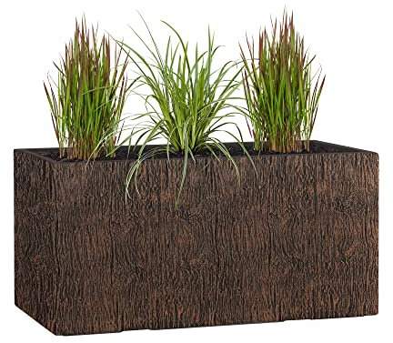 Pflanzwerk® Pflanzkübel TUB Wood Braun 45x100x45cm XXL – Rechteckig – Großer Fiberglas Blumenkübel für außen und innen - Frostbeständig - UV-Schutz – Markenqualität