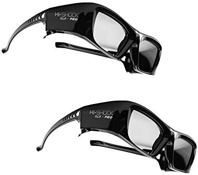2X Hi-Shock DLP Pro 7G Black Diamond - Lunettes 3D DLP Link compatibles avec Les projecteurs 3D DLP d'Acer, BenQ, Viewsonic, Optoma, LG [96-200 Hz | 39g | Rechargeables | DLP Link]