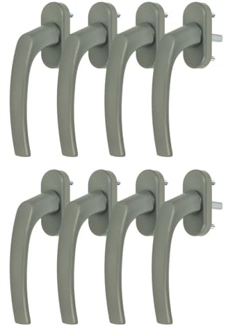 8 x Alu Fenstergriff in Dunkelsilber F9 - Stiftlänge 35mm