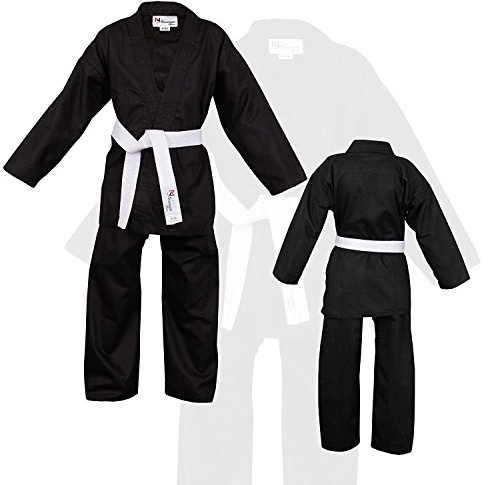 NORMAN Negro Infantil Traje de Karate Cinturón Blanco Gratis Niño Traje de Karate - 110 cm