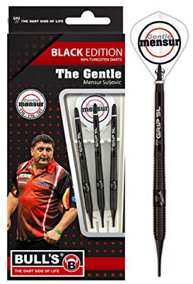 Bull's Black Edition Mensur 'The Gentle' Suljovic Soft Dart, 90% Tungsten, 18g