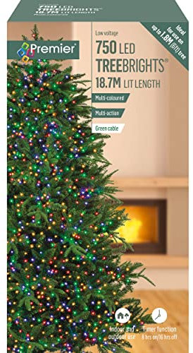 Premier Decorations - 750 Multi Action TreeBrights LED Lights with Timer - Multi-Colour