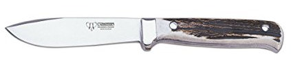 Cudeman Cuchillo de Caza 228-C Acero Mova con Hoja de 11,5 cm. y Mango de Asta de Ciervo + Tarjeta Multiusos de Regalo