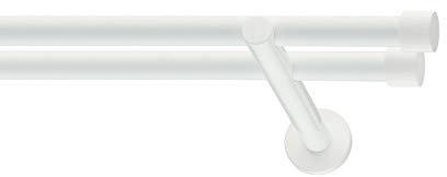 Sento 19/19mm Metall Gardinenstange Vorhangstange 2-läufig Weiß Glanz Modern 160 cm Zoya 1 cm Länge