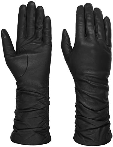 Caridei Langschafthandschuhe Damen Leder Fingerhandschuhe Handmade Made in Italy Herbst Winter