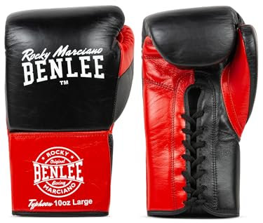 BENLEE Rocky Marciano Unisex - Guantes de Cuero para Adultos, Color Negro y Rojo, Talla L