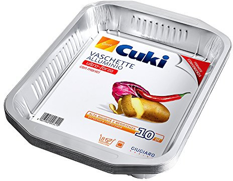 Cuki Ultra Force - Contenedor de aluminio con asas, 8 porciones, rectangular, Rs98G, formato práctico, 1 juego de 10 unidades