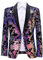 PYJTRL Herrenmode Samt Pailletten Blumenmuster Anzugjacke Blazer (L, Samt - Violett)