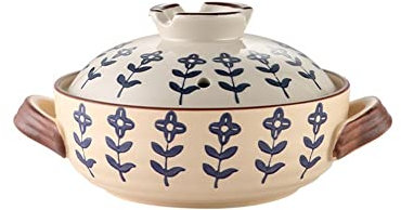 SameeHome Japanischer Blumen Topf Eintopf Suppen Topf Haushalt Keramik Topf Kochen 20Cm Temperatur BestäNdiger Kochtopf Kochen A