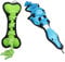 AB Tools Blue Cross Tug Rope Duck & Green Cross Tug Bone Dog Play Toy With Squeak