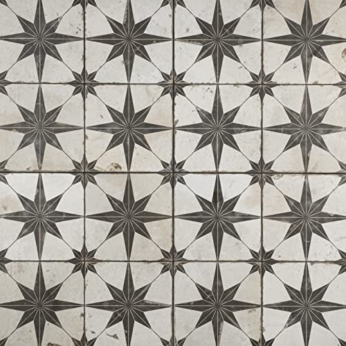 SomerTile Kings Star Nero Encaustic 17-5/8 x 17-5/8 piastrelle in ceramica per pavimento e parete