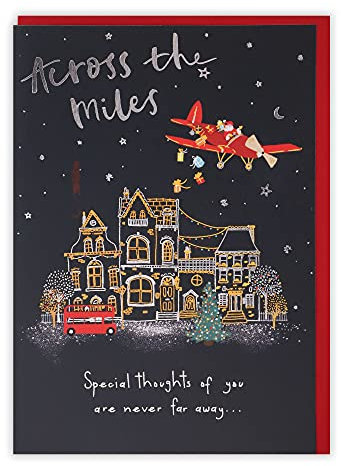 Clintons: Weihnachtskarte mit Weihnachtsmann im Flugzeug über die Miles