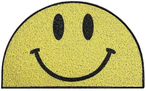 Nicoman Happy Face Doormat Housewarming Novelty Gift Present Dirt-Trapper Indoor Outdoot Non Slip Barrier Door Mats 70 x 44cm