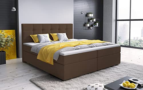 A-dekor home Boxspringbett Fenix Hotelbett, kontinentales Bett, Designerbett, 140/160/180x200cm, viele Farbvarianten, Zwei Bettkasten, Bonell Matratze, Topper (Cosmic 800 Braun, 180 x 200 cm)