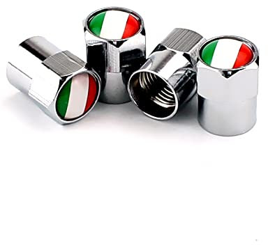 Goliton Britische Flagge Mini Ventilkappe Metall Gasdüsenkappe - Silber (Italienische Flagge)