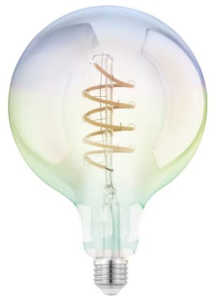 EGLO E27 LED Lampe farbig, große Glühbirne bunt schimmernd, Globe Leuchtmittel in Regenbogenfarben, 3 Watt, Glühlampe warmweiß, 2200k, G150, Ø 15 cm