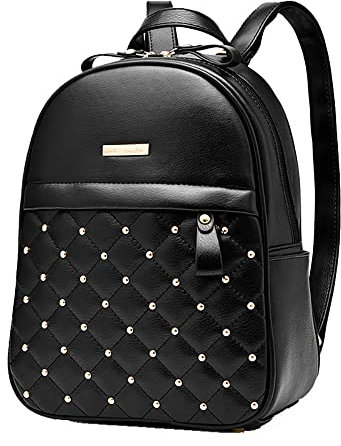 2chilly Kinder Damen Mädchen Rucksack mit Nieten Umhängetasche Model Paris (Schwarz)