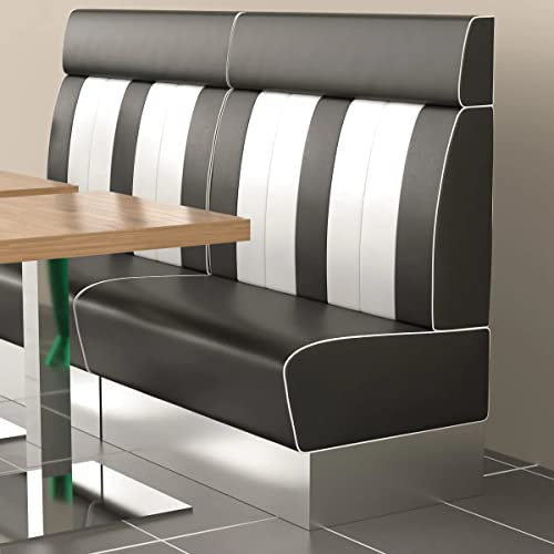 GGMMÖBEL American 3 | Dinerbank | B:H 100 x 128 cm | Gestreift | Schwarz | Leder | American Diner Möbel, American Dinerbank