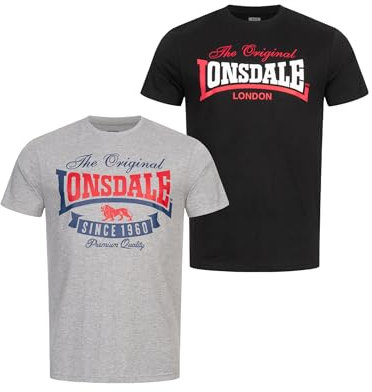 Lonsdale Men's GEARACH T-Shirt, Marl Grey/Black, 5XL