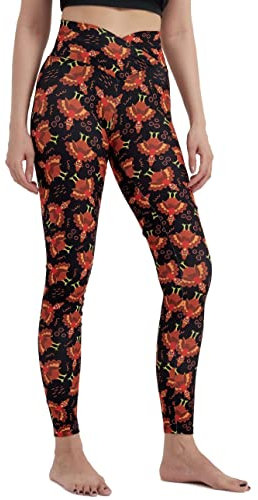 sissycos Damen Thanksgiving Erntedankfest Leggings Bedruckte Bunte Skinny Soft Stretch Lang Hose(Cartoon-Truthahn,S)