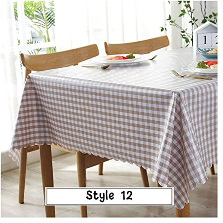 EHOMERY Tischdecke Bierzeltgarnitur Stoff Table Cloth for Birthday Gitter Tischdecken Kreuzstich Table Cloth Rectangle Braun Weiß Tischschutz Dekoration 110X160Cm