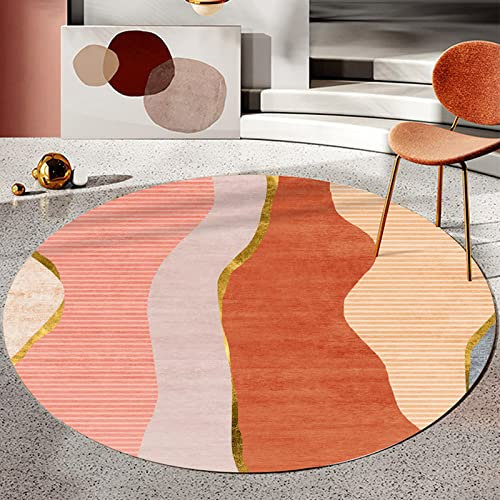 Klassischer Orientteppich rund Ornamente Muster Teppich Kurzflorteppich Outdoor Teppich Fashion Orange Pink Gewellte Wellpappe, ø 170CM
