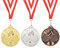 PATIKIL 3 Stück 2,6 Tischtennis Medaillen Tischtennis Award Medaillen Set Gold Silber Bronzemedaille mit Band Rot White für Spiele Sportwettbewerbe