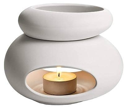Brûleur à Huile Essentielle et Fondant parfumé en céramique, diffuseur d'arômes, photophore, bougeoir, Porte Bougie Chauffe-Plat