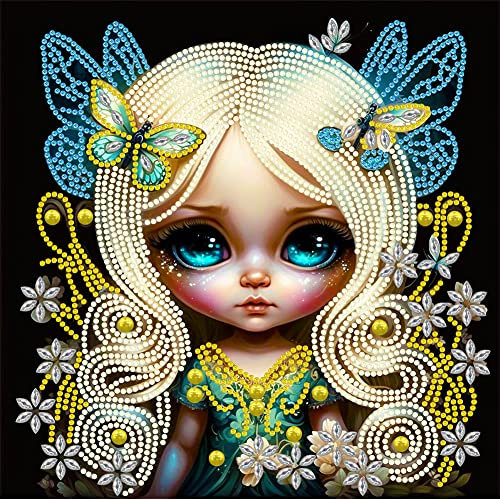 5D DIY Diamond Painting Bilder Elfen Set,Teilbohrer Diamant Painting Kinder Bilder Mädchen Kit, Mosaikherstellung Diamantmalerei Deko 30x30cm (A)
