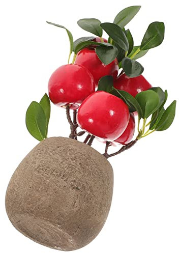 Warmhm Künstlicher Apfelbaum im Topf Realistische Bonsai Dekoration Künstliche Pflanzenornamente für Schreibtisch Grüne Bonsai-Dekoration für Zuhause Pflegeleichte Künstliche Pflanze