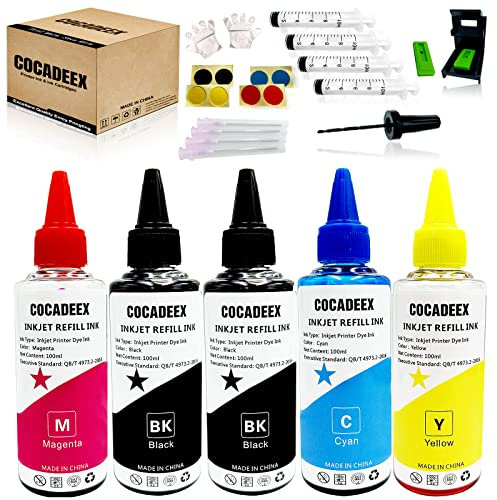 COCADEEX Lot de 5 bouteilles d'encre teintée pour imprimante Canon PG-575XL CL-576XL pour imprimantes PIXMA TS3750i TS3751i TS3550i TS3551i TR4750i TR4751i