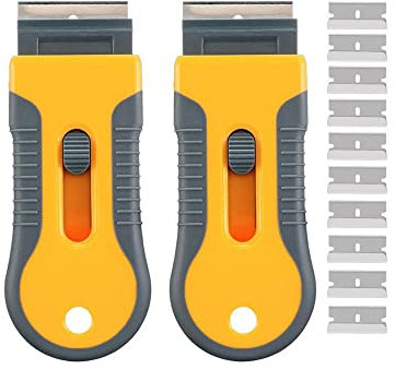 SEIWEI Ceranfeldschaber, Ceranfeld Kratzer mit 10 Edelstahl Klingen & 2 Kunststoff Schaber Ceranfeld für Kochfeld Backofen Induktionskochfeld Glaskeramik