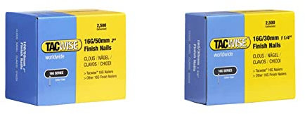 Tacwise 0298 Clous de Finition Galvanisés 16G/50 mm, Lot de 2500 & 0293 Clous de Finition 16 GA/30 mm Lot de 2 500 Pièces