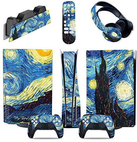 Pelle Della Console Per PS5 Console Disc Edition & Digital Edition Sticker Vinyl Decal Cover Per Ps5 Controller & Charging Station & Headset & Media Remote 72724 Pelli Avvolge Regalo ( Size : Disc Ver