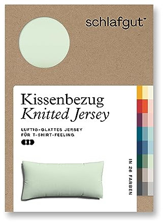 schlafgut Knitted Jersey Kissenbezug 40 x 80 cm Green Light Uni weicher Premium Kopfkissenbezug einzeln, faltenfrei mit Elasthan