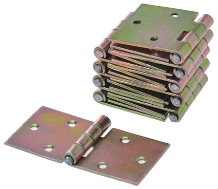 Aqbau® Lot de 10 Charniere 50 x 100mm Charnière Coffre, charnière plate, Charnières de placard, charnières universelles rectangulaires, Zinc Galvanisé Jaune