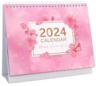 Calendrier de bureau à rabat debout Calendrier de style rose Ins 2024, calendrier de bureau créatif, carte perforée, Plan mémoire, ce Plan quotidien, hebdomadaire et mensuel Calendrier 2023-2024