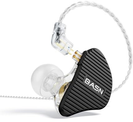 BASN MiX-PD In Ear Monitor, 1Planar + 1Dynamic Driver Dual Drivers, Hi-Fi IEM Earphones, Wired 0.78mm 2-Pin Detachable Cable, Black