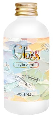 Vernice lucida per pittura acrilica, 200 ml, vernice acrilica lucida, vernice trasparente mantiene i dipinti da ingiallimento, crepe e polvere, mantiene il colore permanente (lucido)
