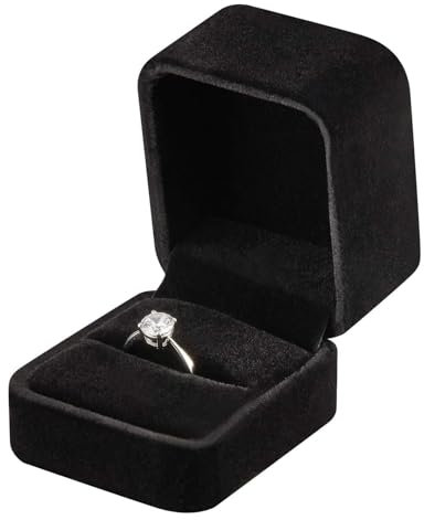 Samt Ringschachtel, Schwarze Ringetui Samt, Ring Box, Ringschatulle, Samt Ringbox, Ringschachtel Hochzeit, Ehering Box, Schmuck Geschenkbox für Valentinstag, Verlobung, Heiratsantrag, Hochzeit