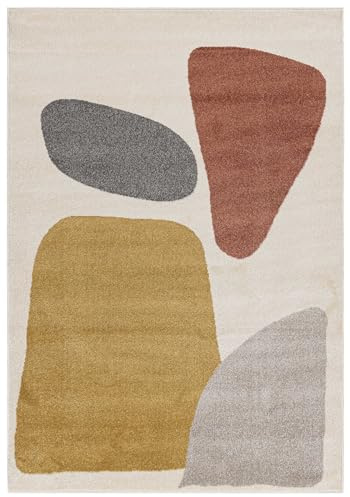 Mazovia Groß Teppich Wohnzimmer 200x300cm Creme Geometrisch Weich Blickfang | Teppich für Schlafzimmer Büro Esszimmer Beige Pflegeleicht Maschinengewebt Allergikerfreundlich Fußbodenheizungsgeeignet