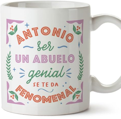 MUGFFINS Tazas Personalizadas para ABUELO - En Español - Ser genial se te da fenomenal_Abuelo - 11 oz / 330 ml - Regalo personalizable original y divertido
